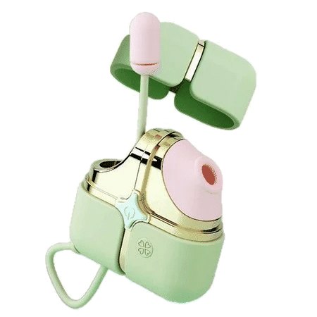 Green 2-in-1 clit sucker with bullet vibrator, photo 1