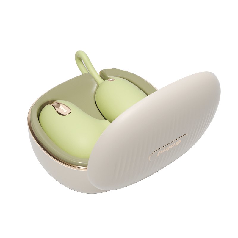 Sage green 2-in-1 clit sucker and G-spot vibrator in travel case, photo 2
