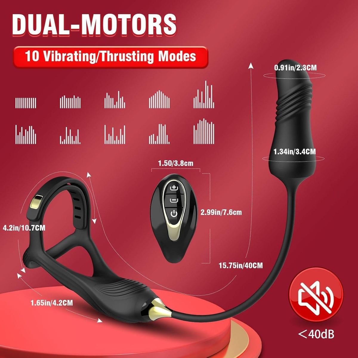 Black silicone cock ring and prostate massager, photo 5