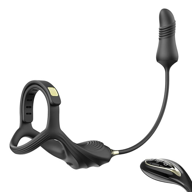 Black silicone cock ring and prostate massager, photo 8