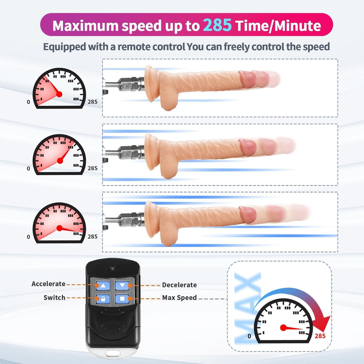 Black handheld thrusting sex machine with remote control, photo 3