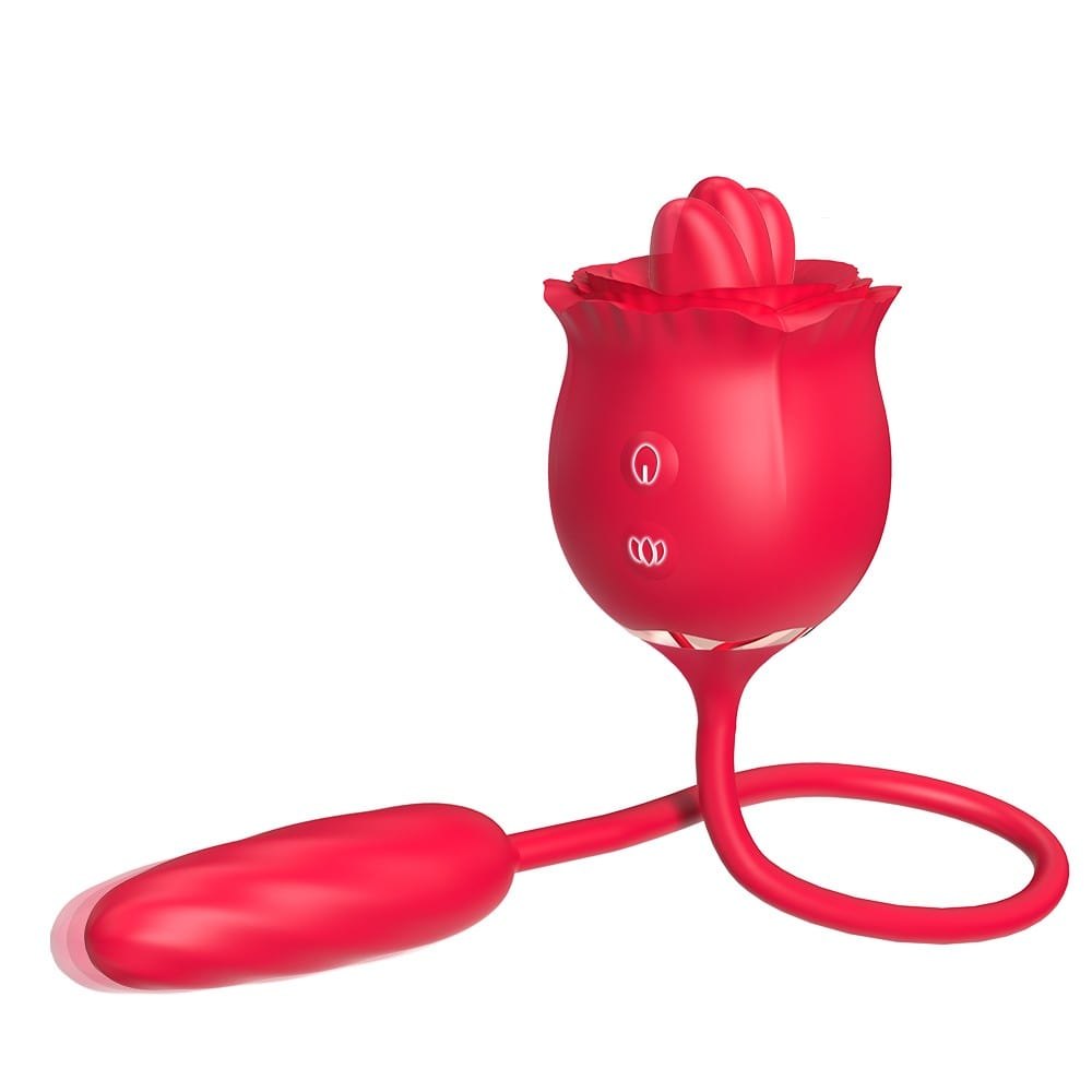 Rose red clit vibrator with insertable egg, photo 1