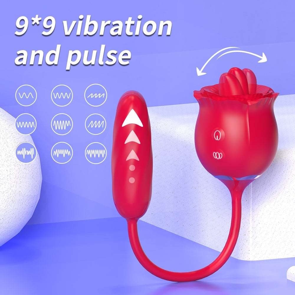 Rose red clit vibrator with insertable egg, photo 2