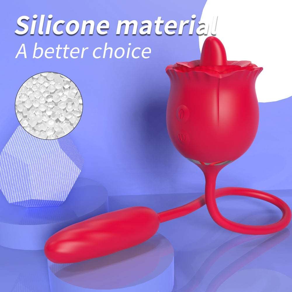 Rose red clit vibrator with insertable egg, photo 3