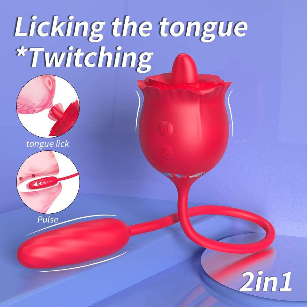 Rose red clit vibrator with insertable egg, photo 4