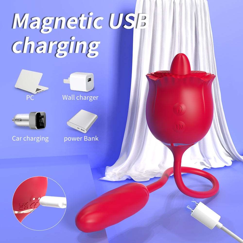 Rose red clit vibrator with insertable egg, photo 6