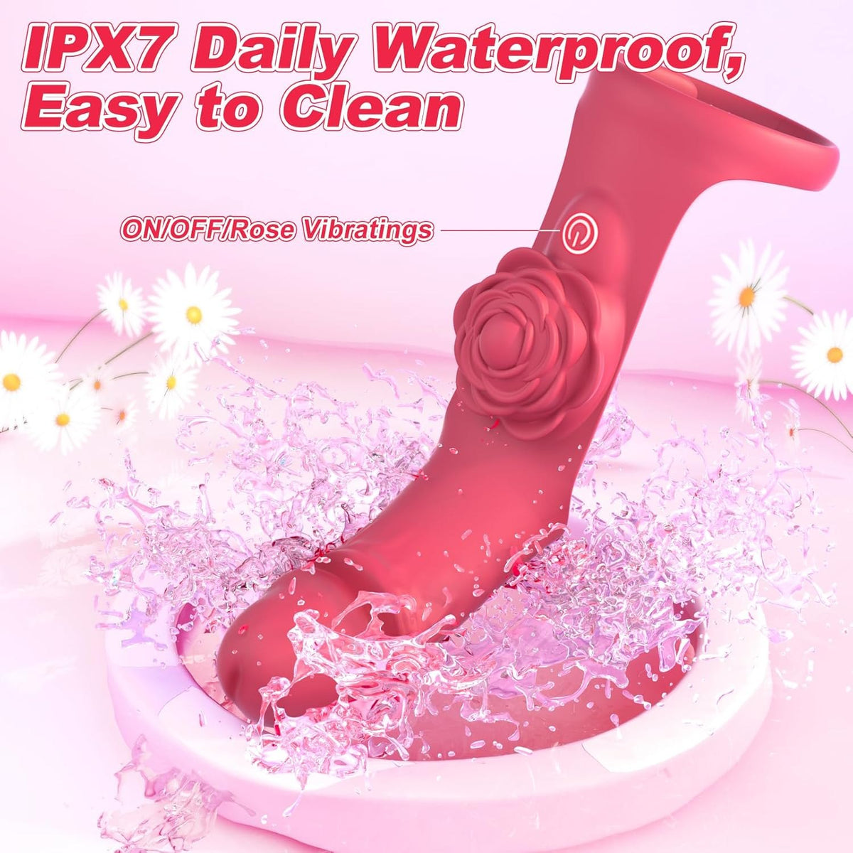 Red 2-in-1 rose finger vibrator, photo 5