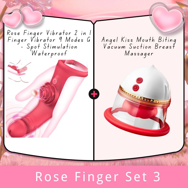Red 2-in-1 rose finger vibrator, photo 7