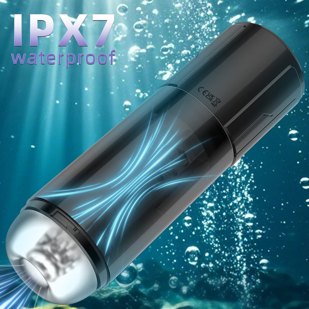 Black 2-in-1 suction vibrating masturbator, photo 5