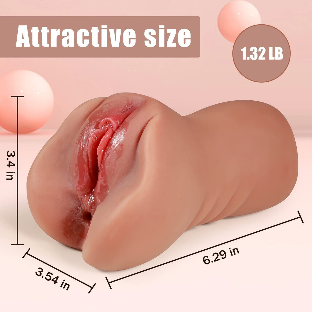 2-in-1 TPE pocket pussy masturbator with textured dual channels, photo 3