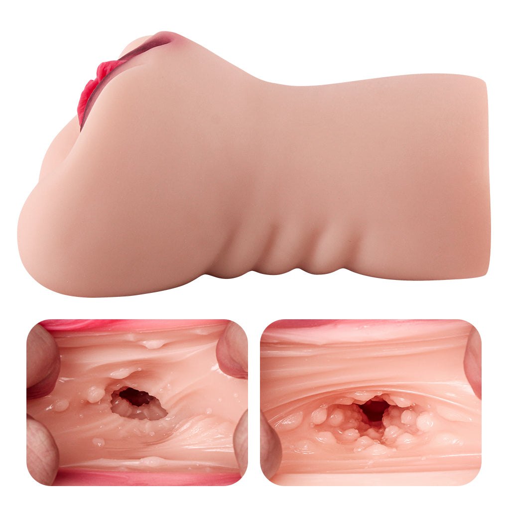 2-in-1 TPE pocket pussy masturbator with textured dual channels, photo 5