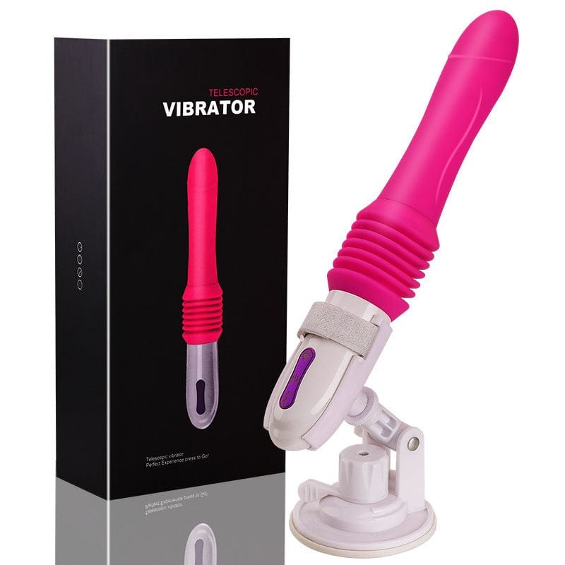 Pink realistic vibrating dildo on suction cup stand