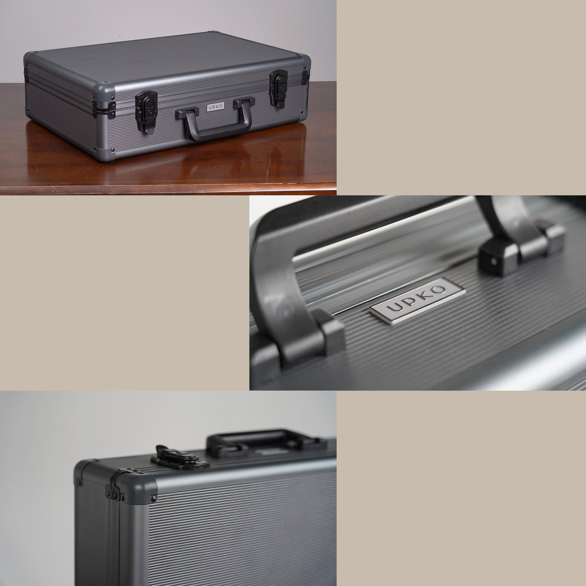 Portable leather and metal restraint kit in open case, photo 11