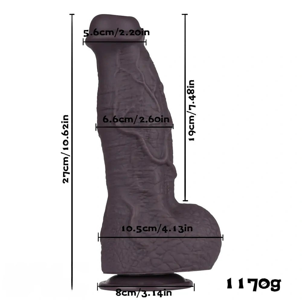 Coffee wrinkled texture silicone fantasy dildo, photo 11