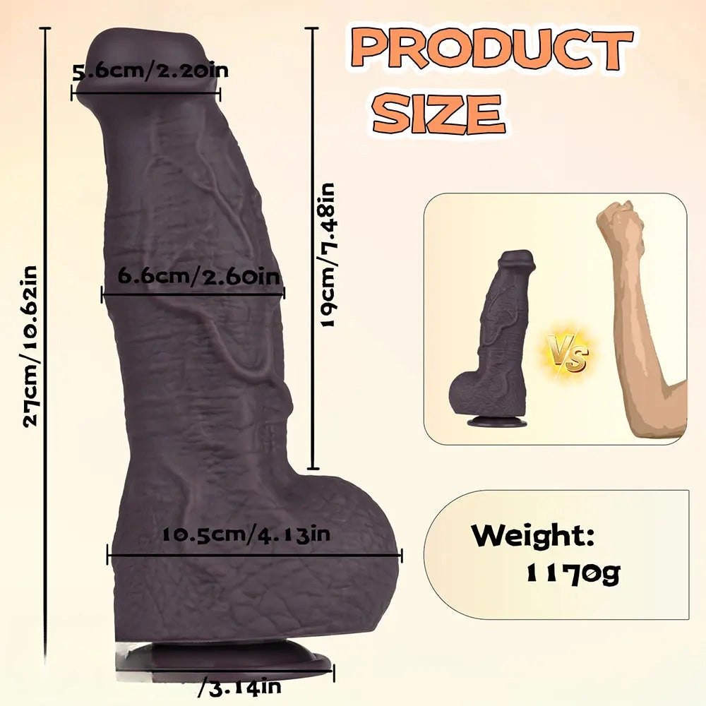 Coffee wrinkled texture silicone fantasy dildo, photo 12