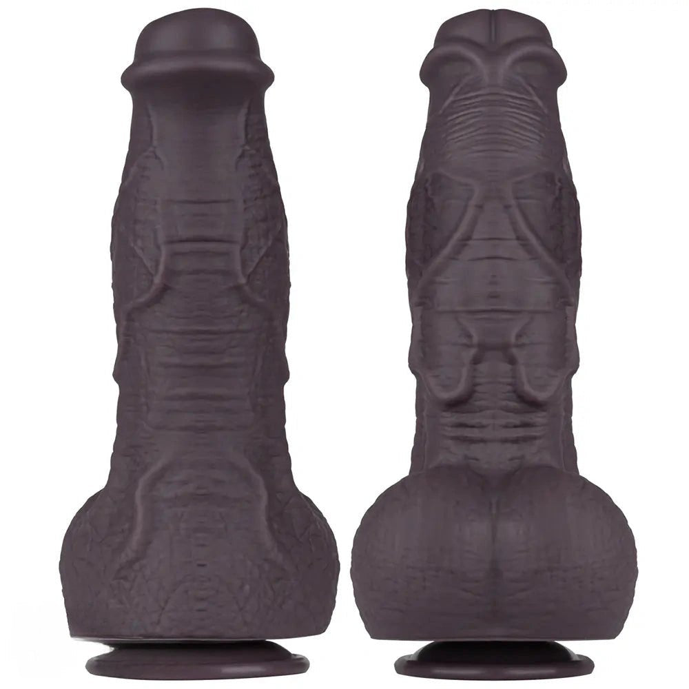 Coffee wrinkled texture silicone fantasy dildo, photo 2