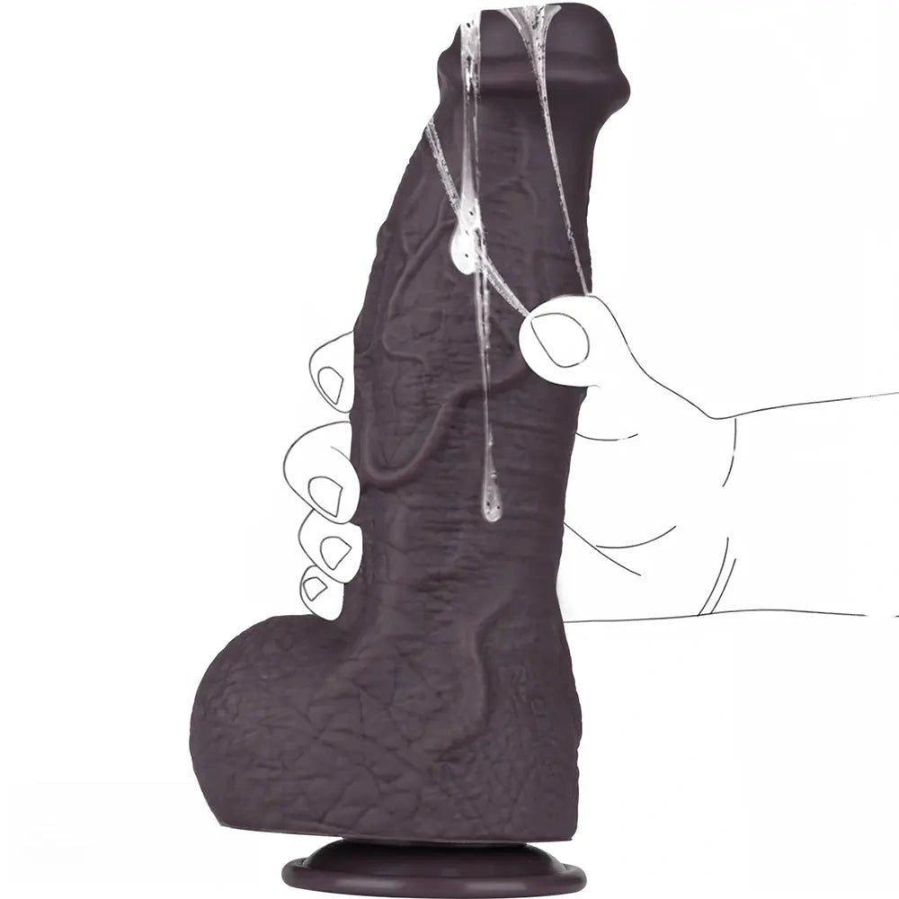 Coffee wrinkled texture silicone fantasy dildo, photo 5