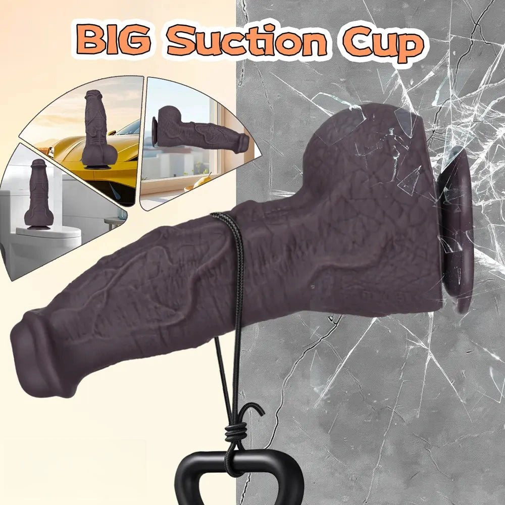 Coffee wrinkled texture silicone fantasy dildo, photo 9