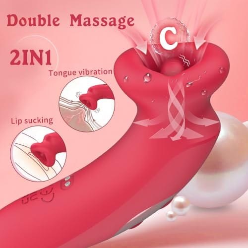 Red rose-shaped tongue and suction vibrator, photo 2