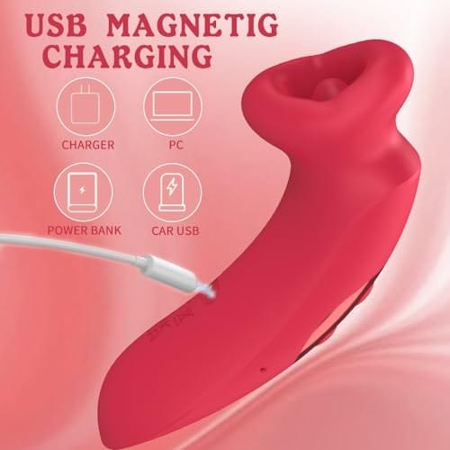 Red rose-shaped tongue and suction vibrator, photo 5