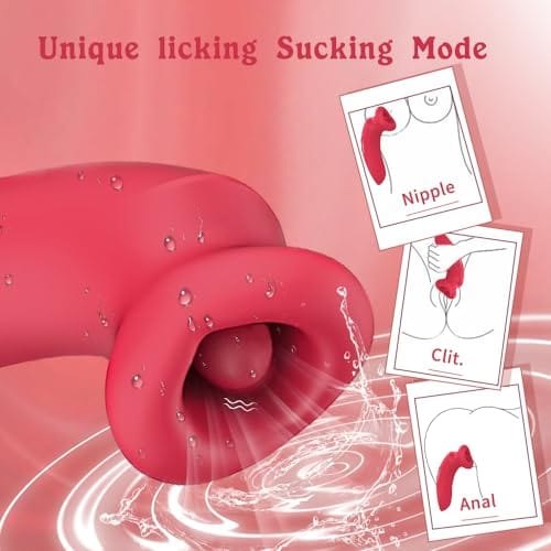 Red rose-shaped tongue and suction vibrator, photo 6