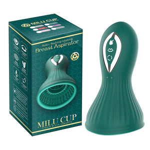 Green textured silicone nipple suction cup with tongue vibration