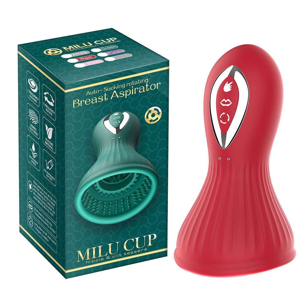 Red textured silicone nipple suction cup with tongue vibration
