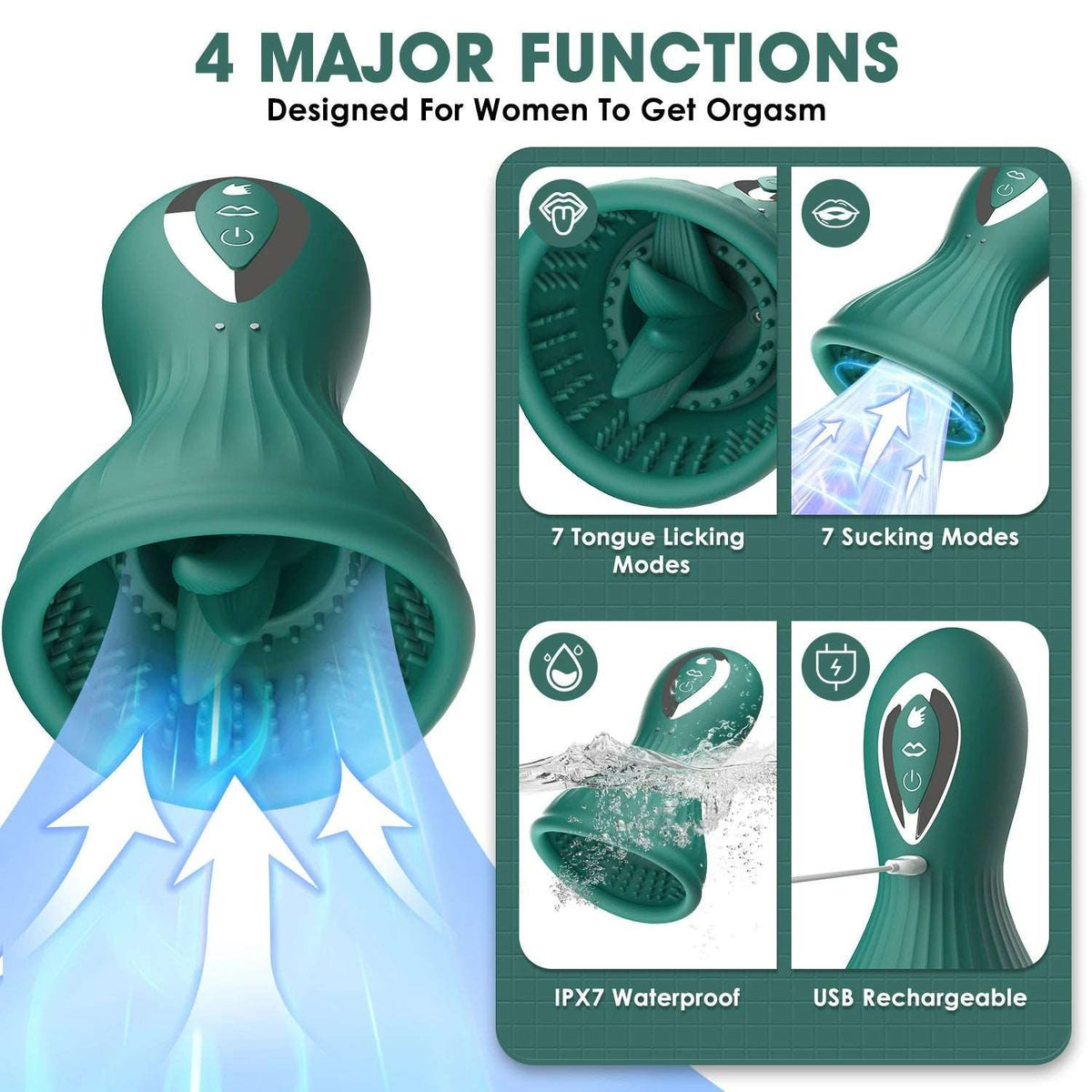 Textured silicone nipple suction cup with tongue vibration, photo 8