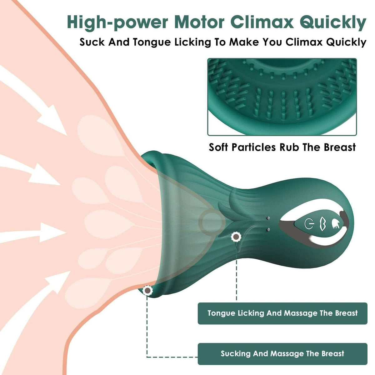 Textured silicone nipple suction cup with tongue vibration, photo 9
