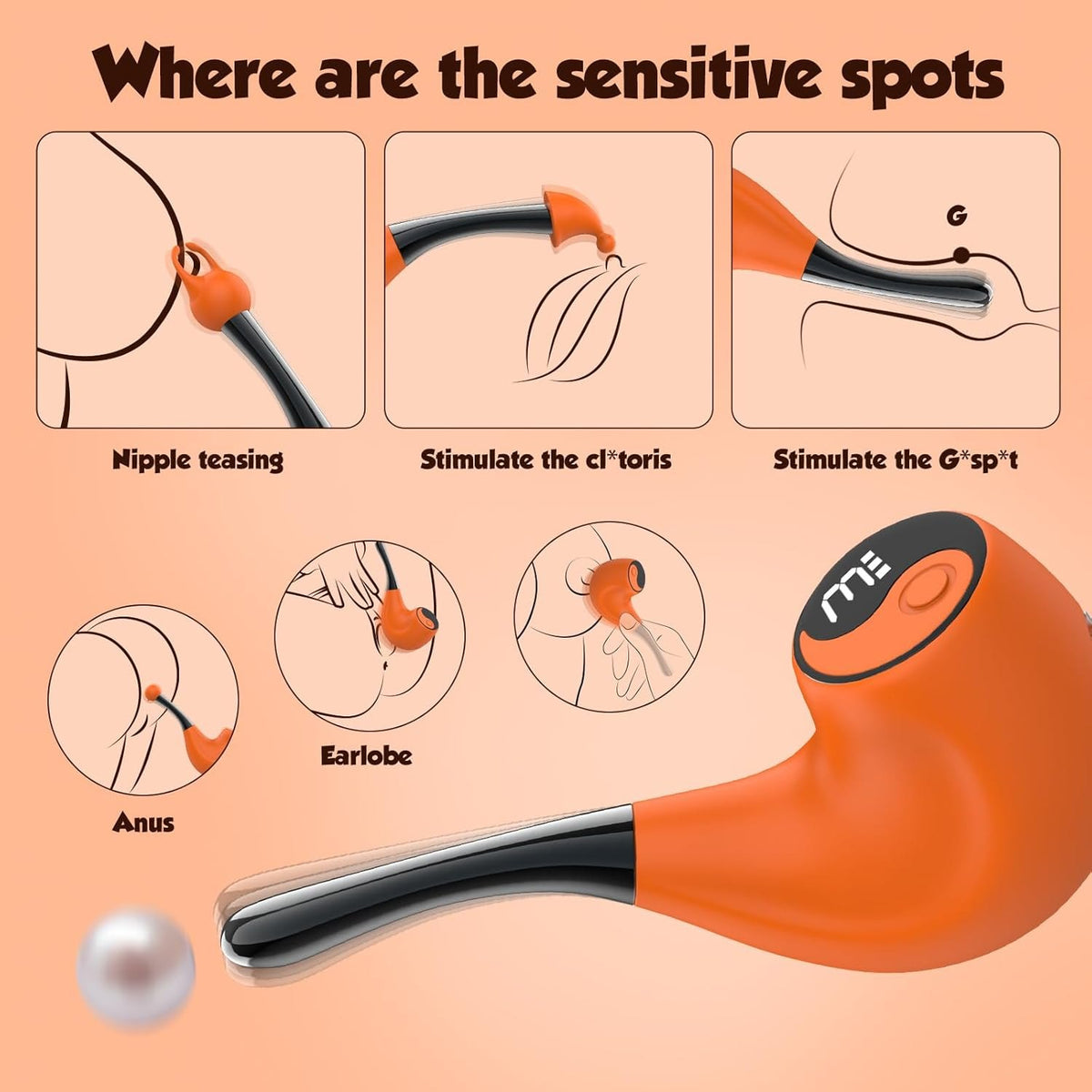 Orange pipe-shaped clit and g-spot vibrator, photo 4