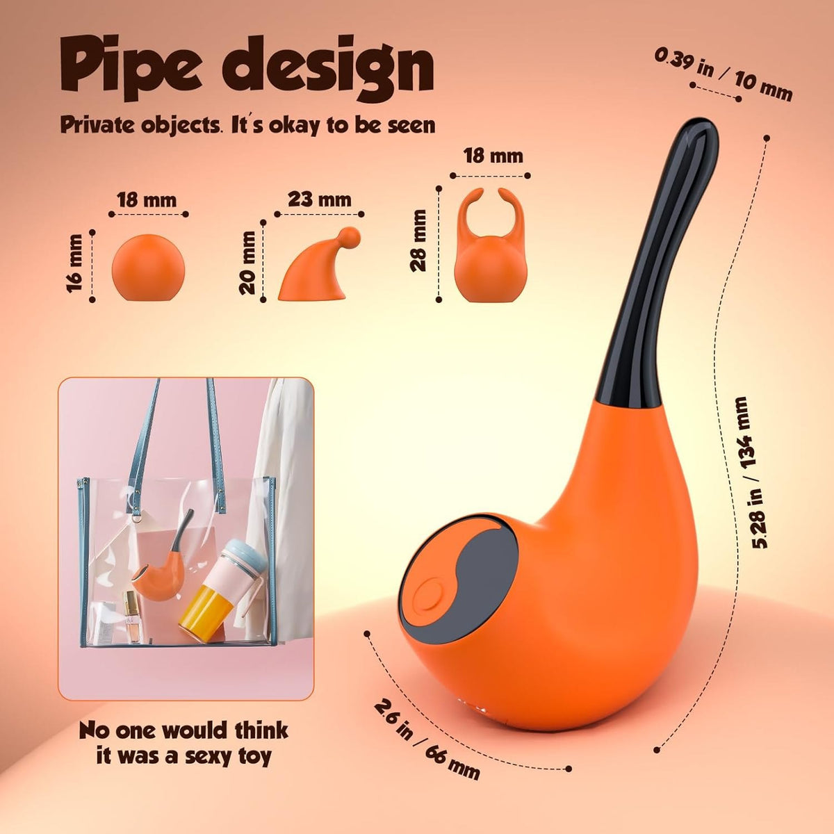 Orange pipe-shaped clit and g-spot vibrator, photo 7