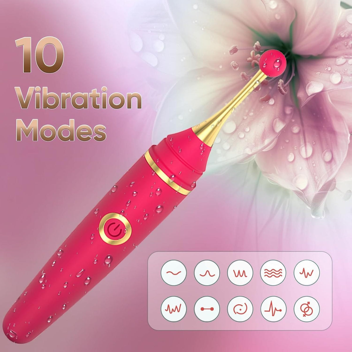 Pen-shaped clit stimulator with interchangeable heads, photo 2