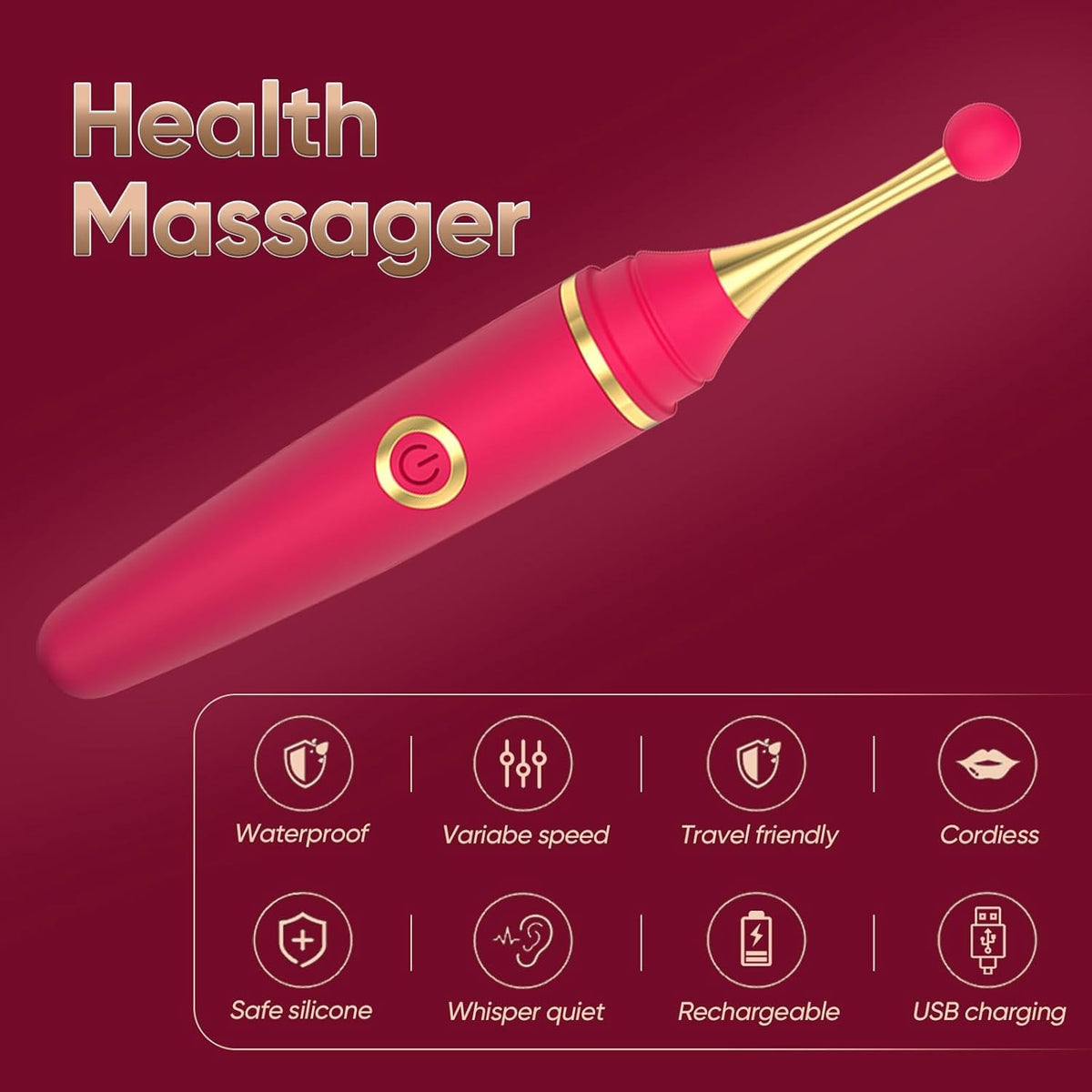 Pen-shaped clit stimulator with interchangeable heads, photo 3