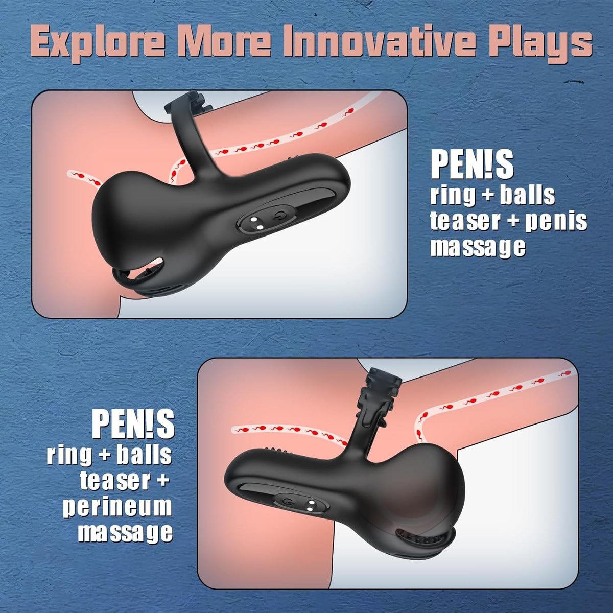 Black 3-in-1 vibrating cock ring, photo 5