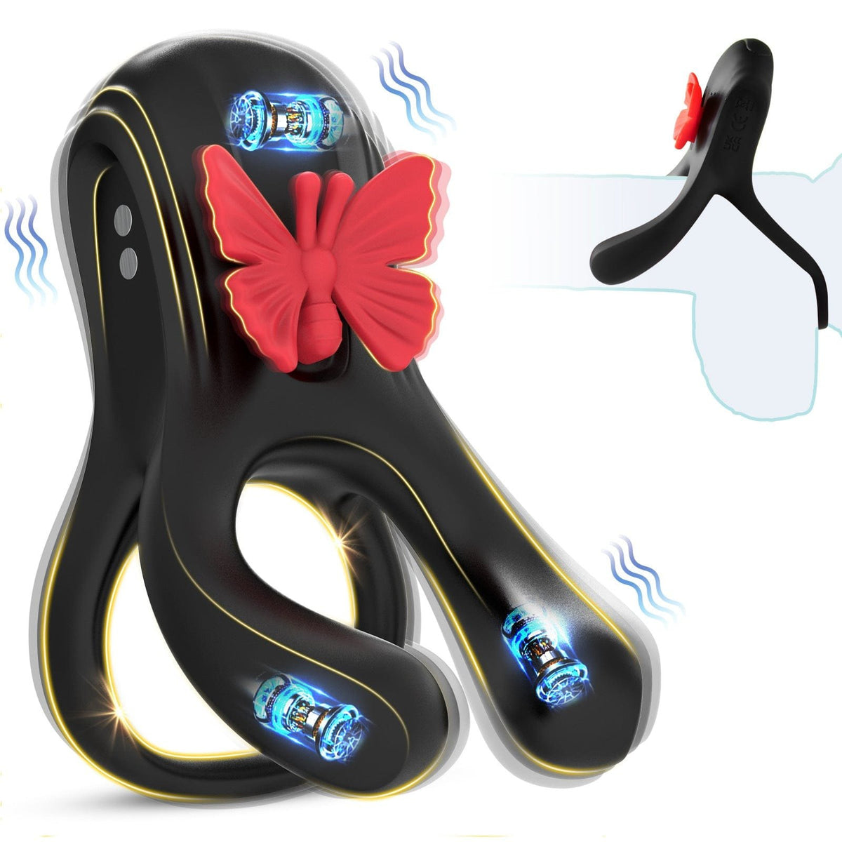 Butterfly vibrating cock ring with clitoral stimulator, photo 1