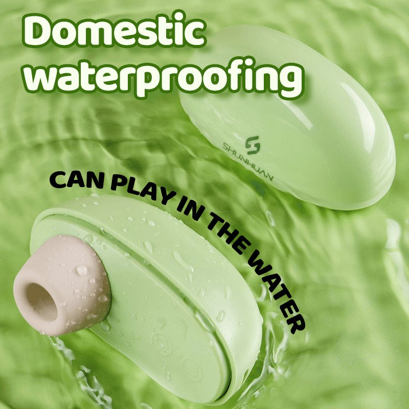Green and cream silicone egg vibrator kit with attachment heads, photo 5