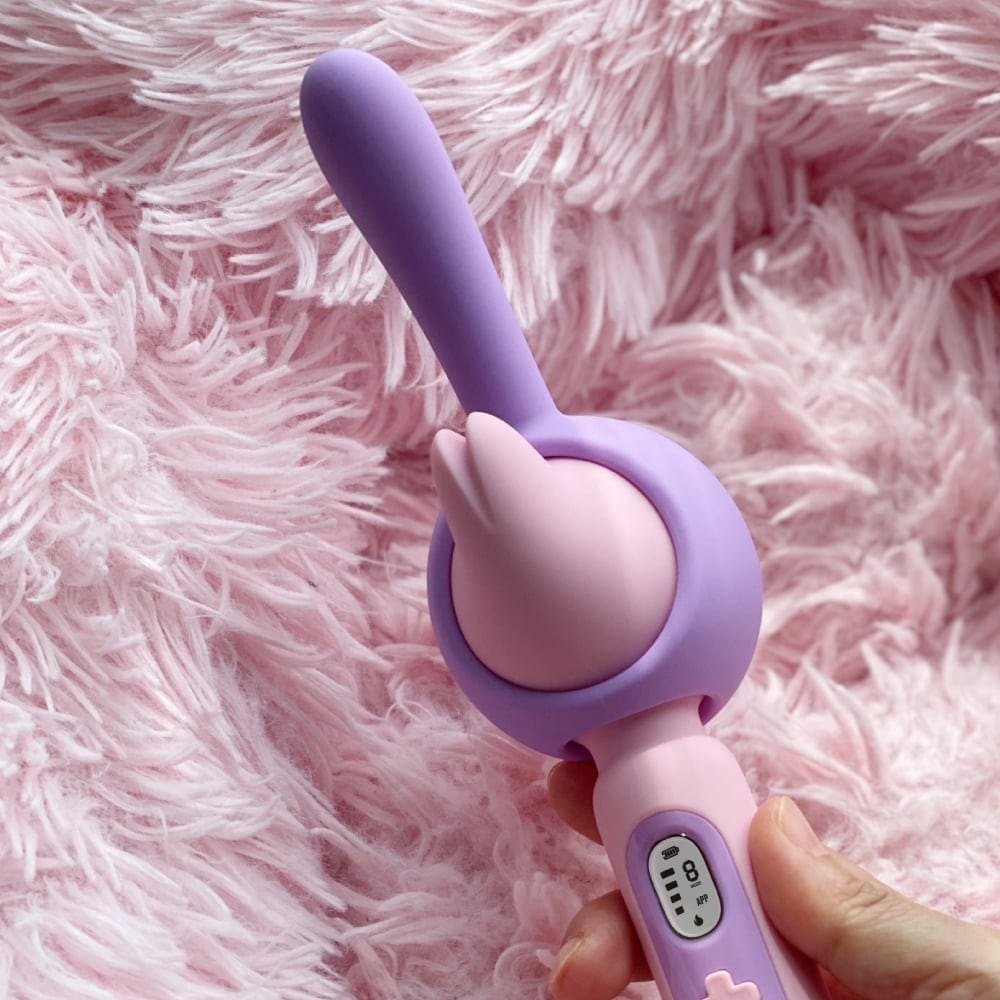 Purple wand massager with interchangeable heads, photo 2
