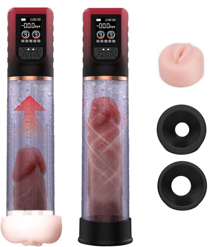 Red and black gradient penis pump masturbator, photo 1