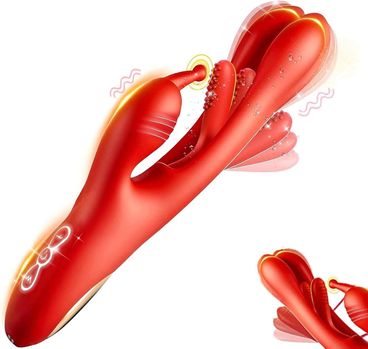 Flapping rabbit-ear silicone g-spot vibrator, photo 1
