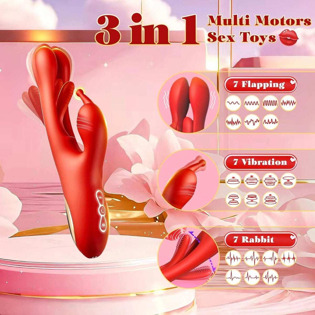 Flapping rabbit-ear silicone g-spot vibrator, photo 2