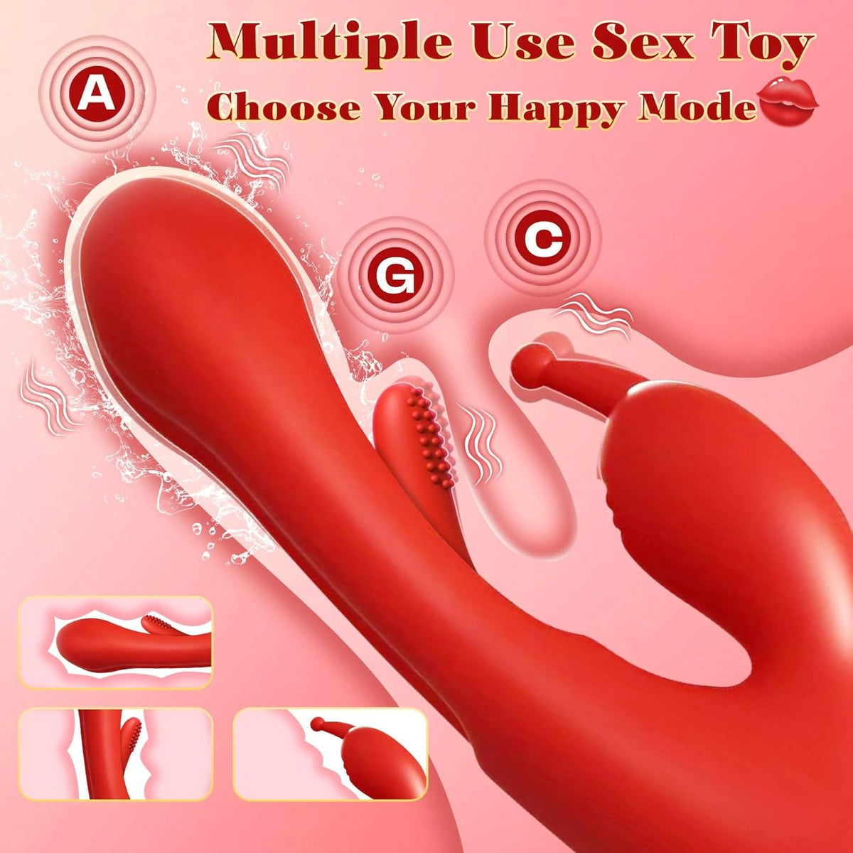 Flapping rabbit-ear silicone g-spot vibrator, photo 3