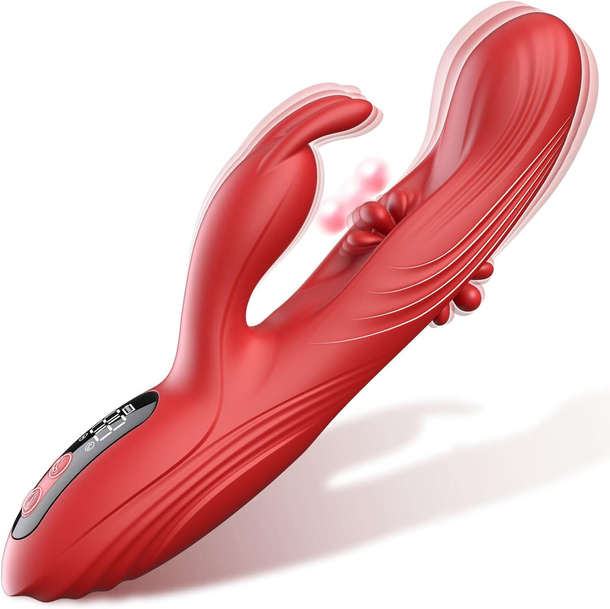 Red silicone rabbit g-spot vibrator, photo 1