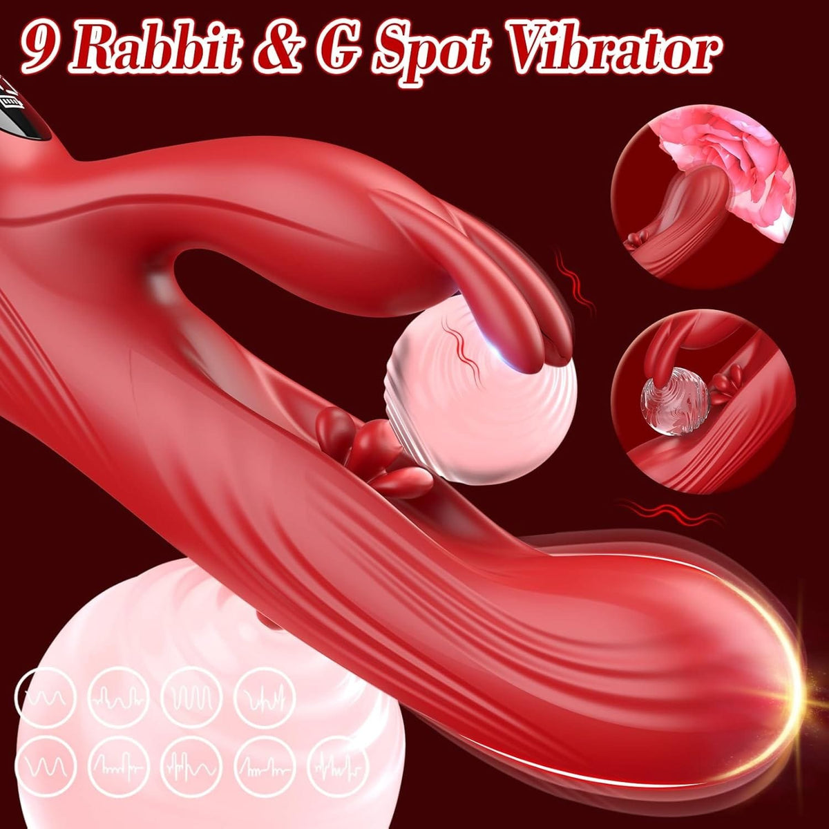 Red silicone rabbit g-spot vibrator, photo 4