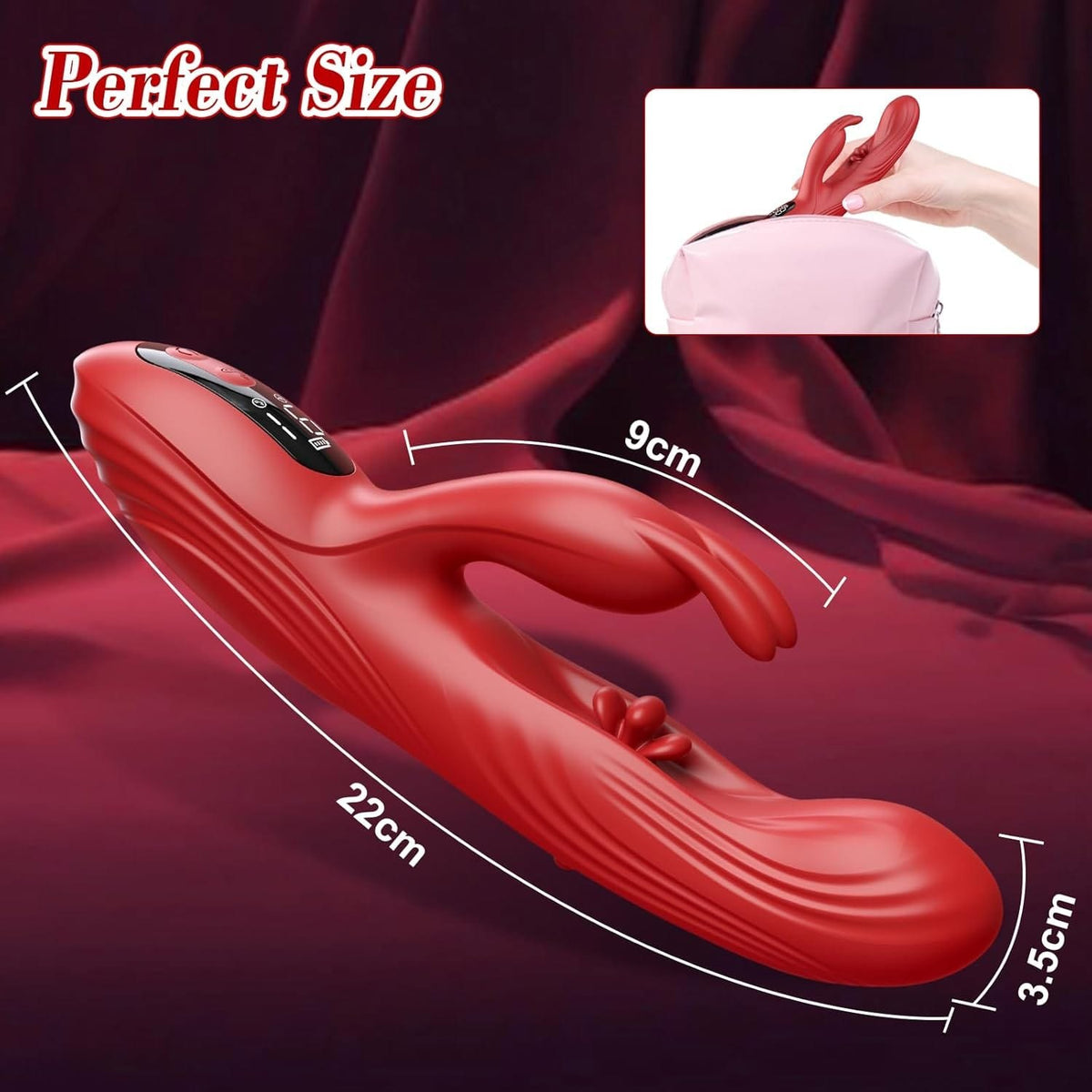 Red silicone rabbit g-spot vibrator, photo 7
