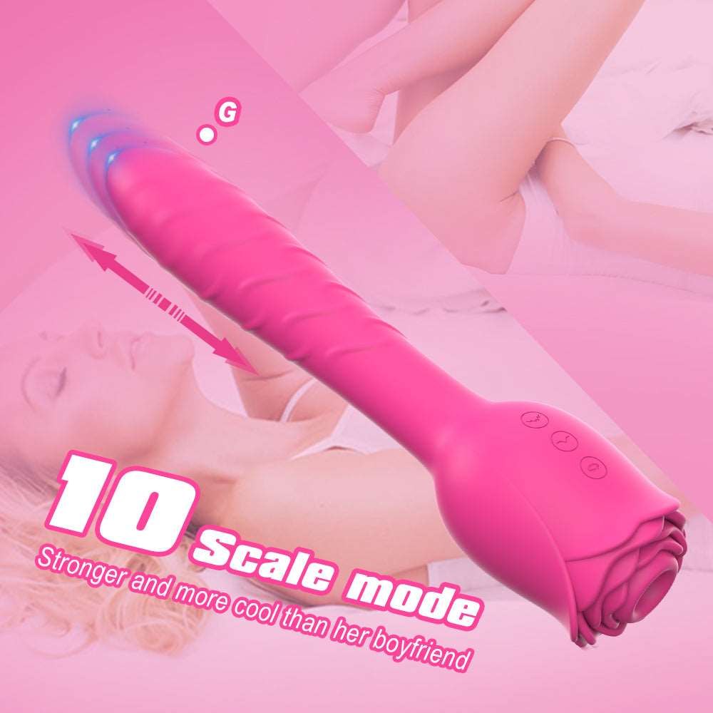 Rose red rose-shaped suction vibrator, photo 3