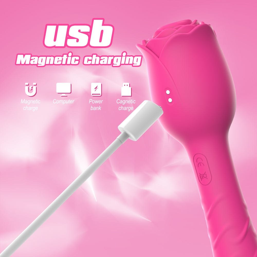 Rose red rose-shaped suction vibrator, photo 5