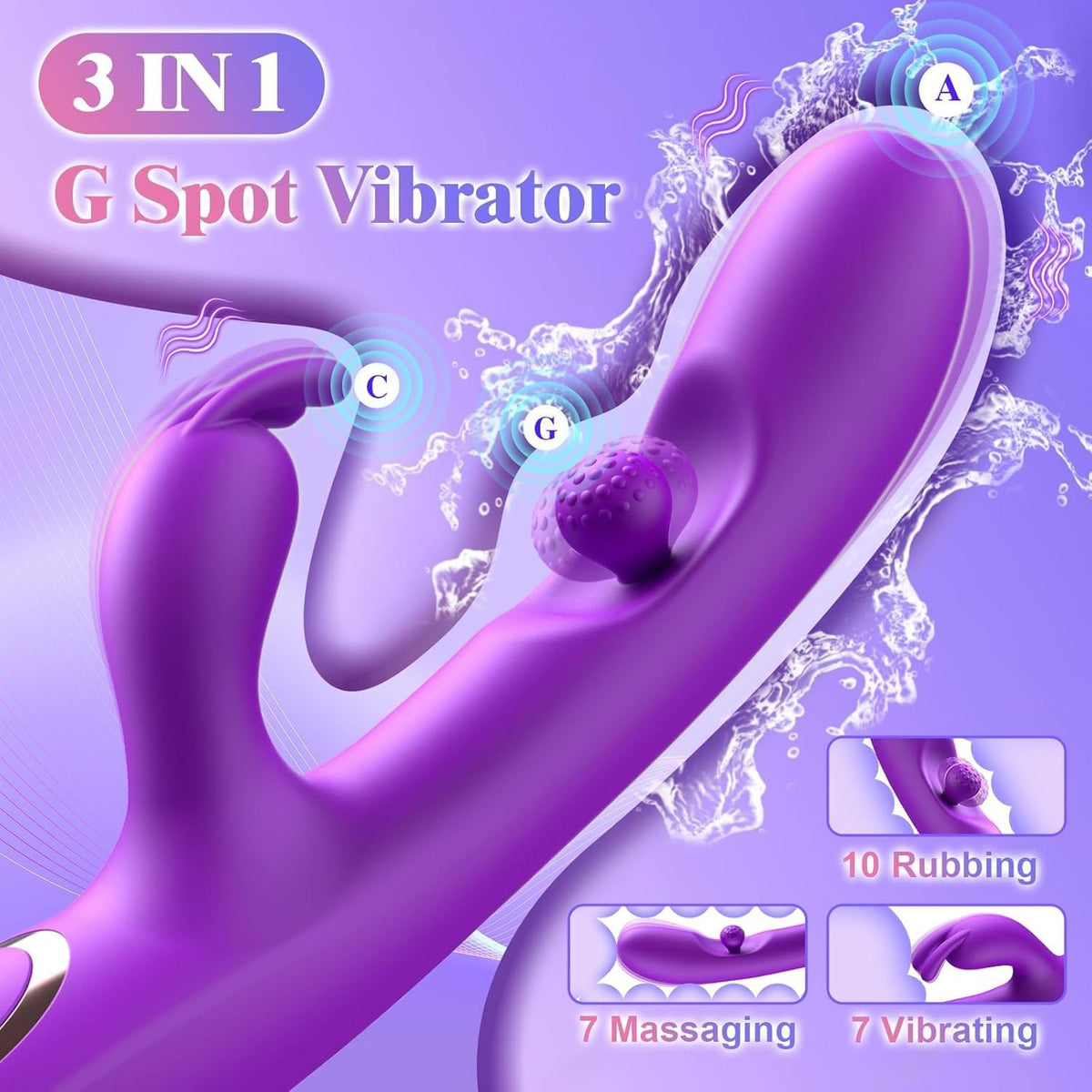 Purple rotating rabbit vibrator, photo 2