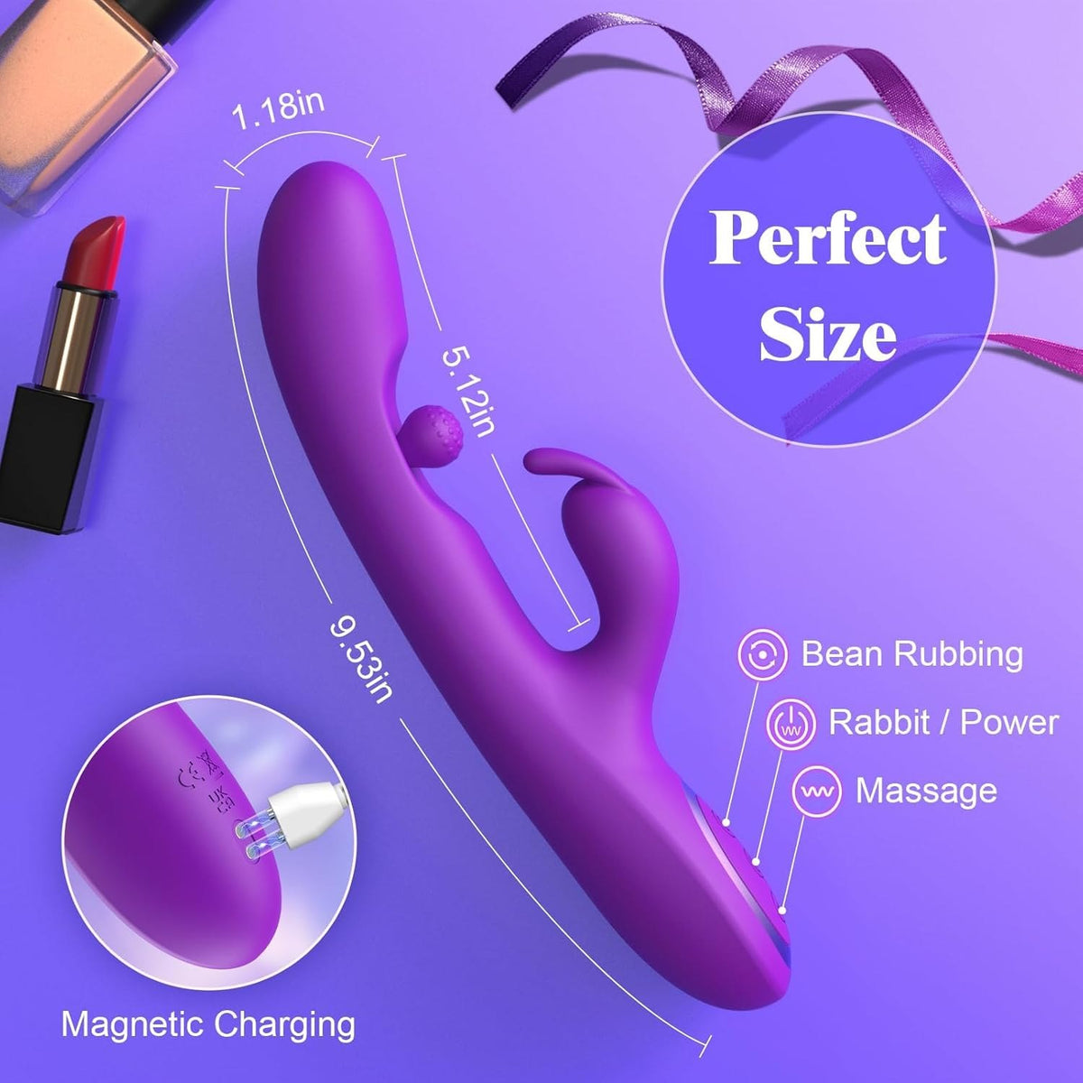 Purple rotating rabbit vibrator, photo 6