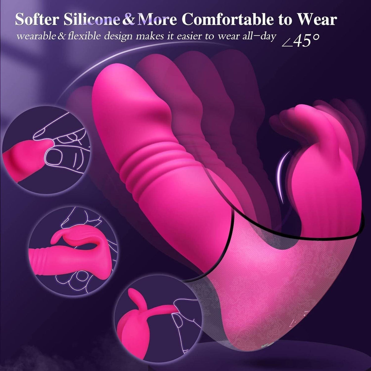 Pink wearable rabbit thrusting vibrator with remote, photo 3