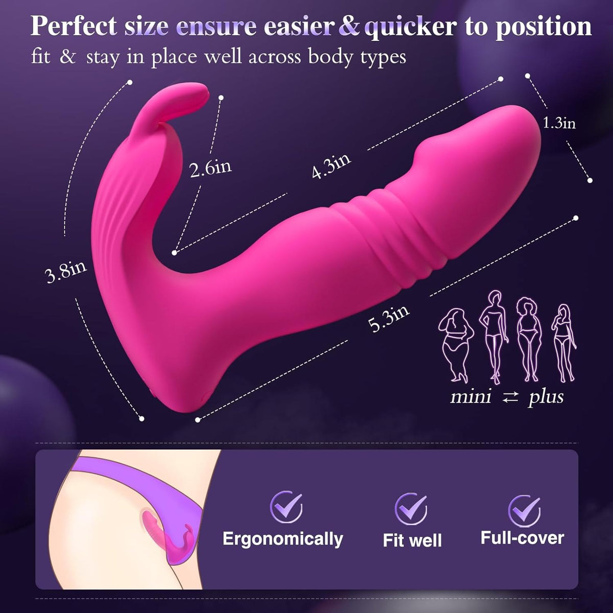 Pink wearable rabbit thrusting vibrator with remote, photo 7